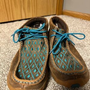 Twisted X Brown and Teal Moccasins